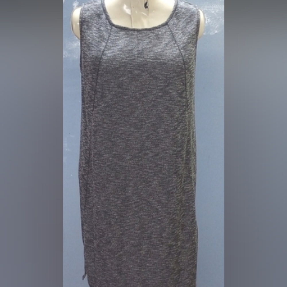 Max Studio Sleeveless Sweater Dress,French Terry, Gray/Black Dress, Lg, NWT